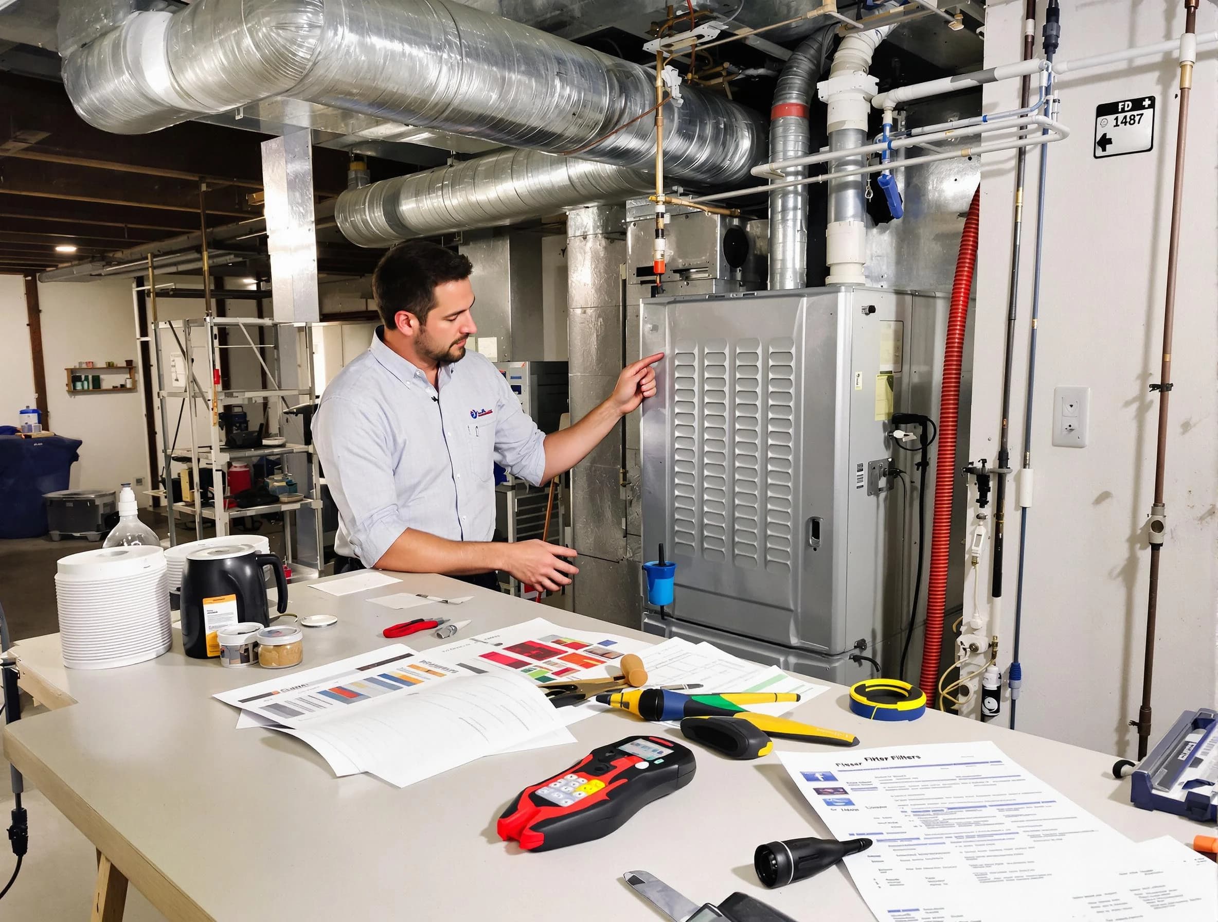 Fairburn Air Duct Cleaning inspector conducting detailed filter system evaluation using professional diagnostic tools in Fairburn