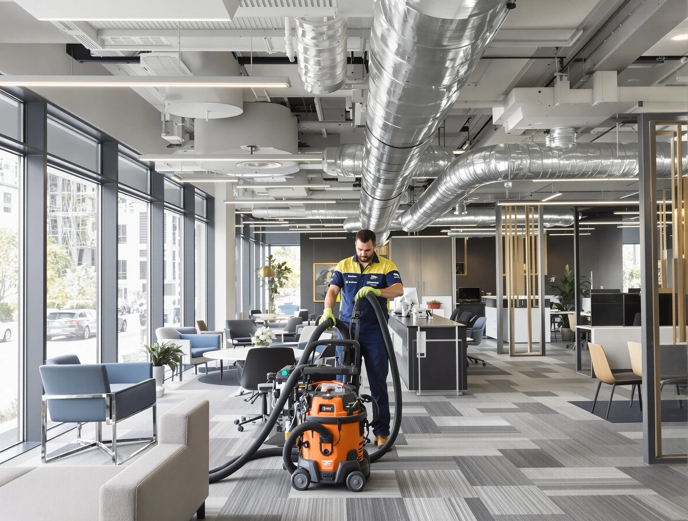 Fairburn Air Duct Cleaning team performing thorough commercial duct cleaning at a Fairburn business center